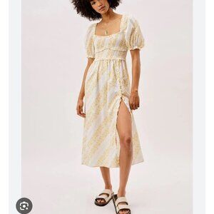 For Loves & Lemons Lucie Midi dress, Yellow /white floral , Size L